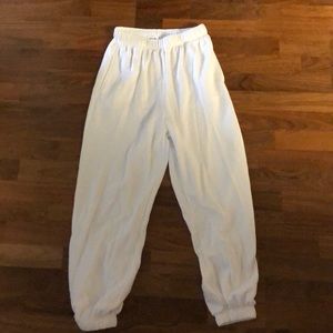 White garage boyfriend sweat pants